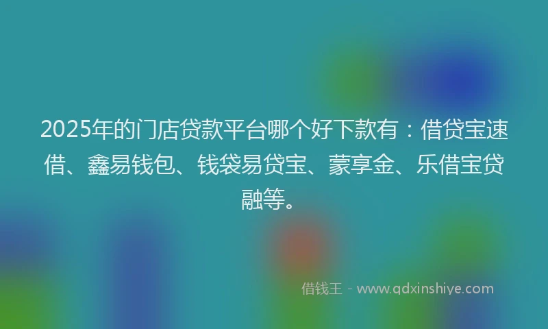 2025年的门店贷款平台哪个好下款有：借贷宝速借、鑫易钱包、钱袋易贷宝、蒙享金、乐借宝贷融等。