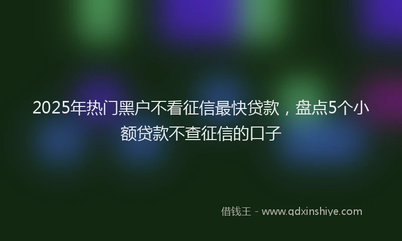 2025年热门黑户不看征信最快贷款，盘点5个小额贷款不查征信的口子