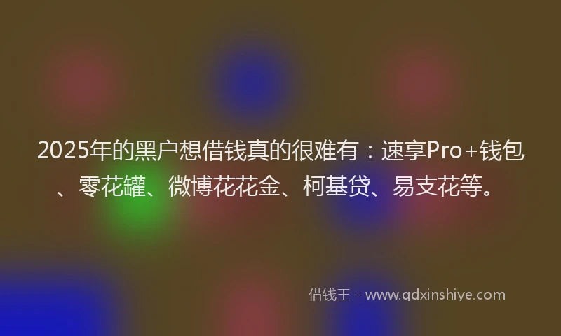 2025年的黑户想借钱真的很难有：速享Pro+钱包、零花罐、微博花花金、柯基贷、易支花等。
