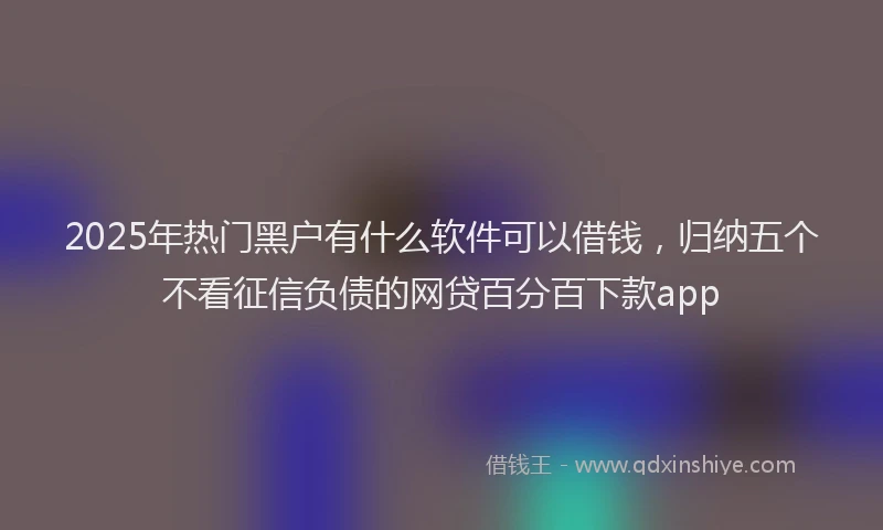 2025年热门黑户有什么软件可以借钱，归纳五个不看征信负债的网贷百分百下款app