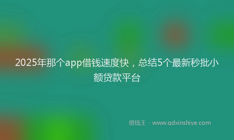 2025年那个app借钱速度快，总结5个最新秒批小额贷款平台