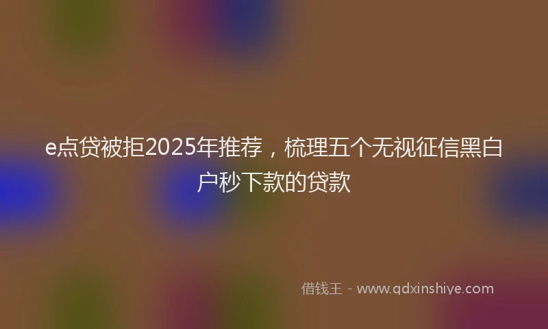 e点贷被拒2025年推荐，梳理五个无视征信黑白户秒下款的贷款