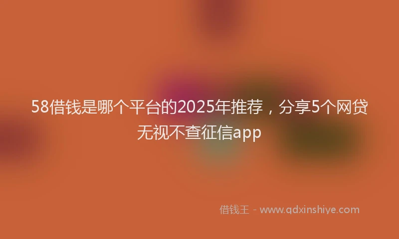 58借钱是哪个平台的2025年推荐，分享5个网贷无视不查征信app