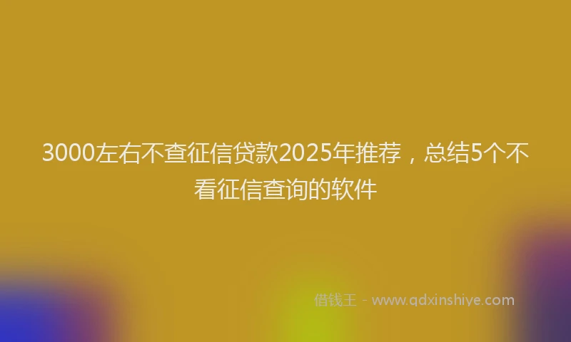 3000左右不查征信贷款2025年推荐，总结5个不看征信查询的软件