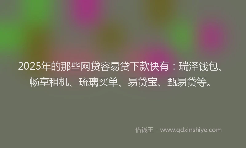 2025年的那些网贷容易贷下款快有：瑞泽钱包、畅享租机、琉璃买单、易贷宝、甄易贷等。