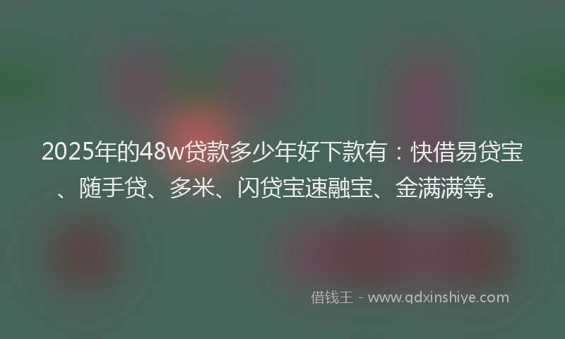 2025年的48w贷款多少年好下款有：快借易贷宝、随手贷、多米、闪贷宝速融宝、金满满等。