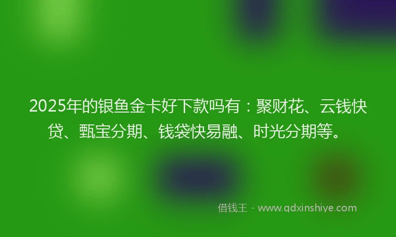 2025年的银鱼金卡好下款吗有：聚财花、云钱快贷、甄宝分期、钱袋快易融、时光分期等。