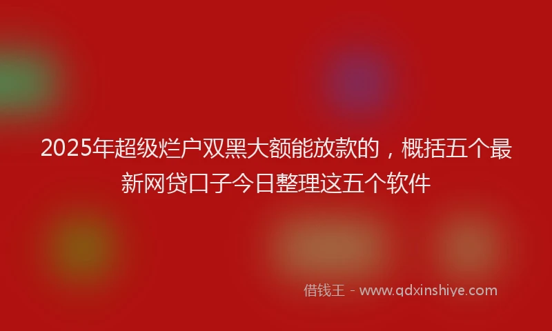 2025年超级烂户双黑大额能放款的，概括五个最新网贷口子今日整理这五个软件