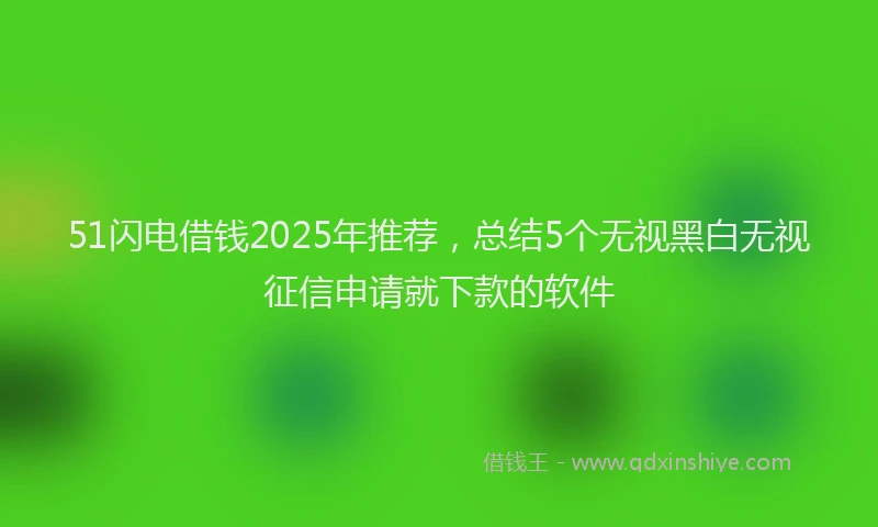 51闪电借钱2025年推荐，总结5个无视黑白无视征信申请就下款的软件