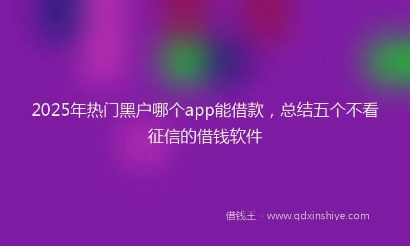2025年热门黑户哪个app能借款，总结五个不看征信的借钱软件