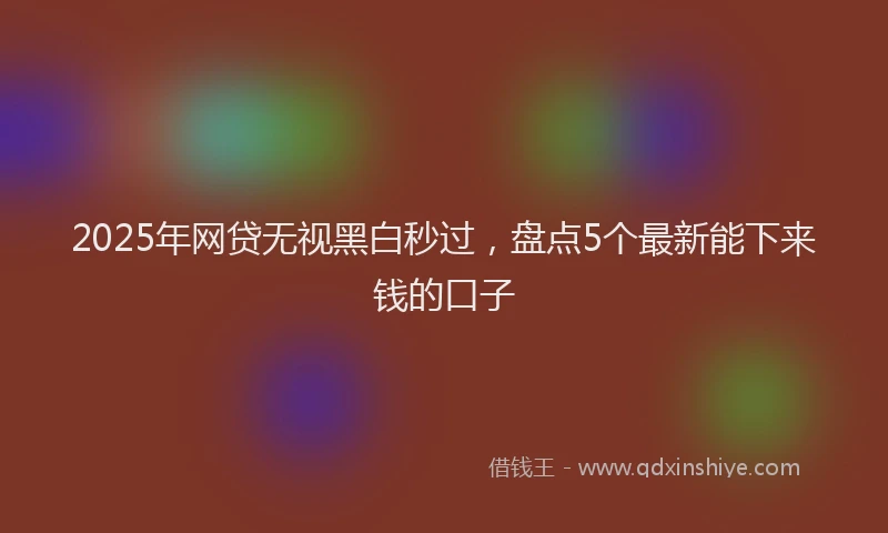 2025年网贷无视黑白秒过，盘点5个最新能下来钱的口子