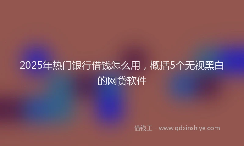 2025年热门银行借钱怎么用，概括5个无视黑白的网贷软件