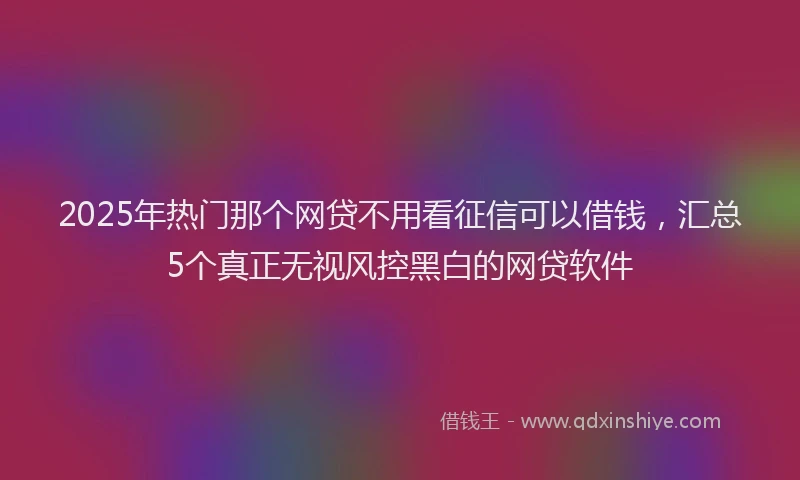 2025年热门那个网贷不用看征信可以借钱，汇总5个真正无视风控黑白的网贷软件