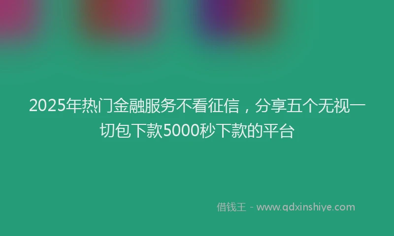 2025年热门金融服务不看征信，分享五个无视一切包下款5000秒下款的平台