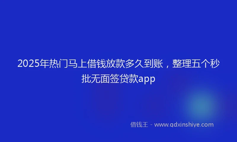 2025年热门马上借钱放款多久到账，整理五个秒批无面签贷款app