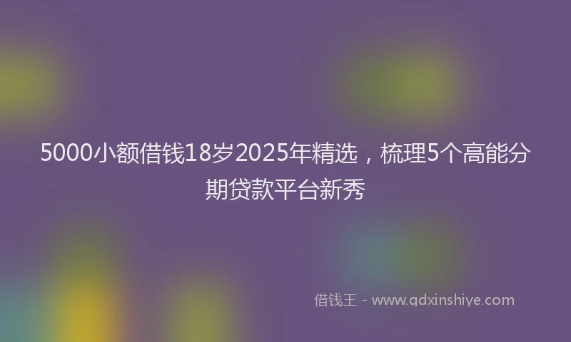 5000小额借钱18岁2025年精选，梳理5个高能分期贷款平台新秀