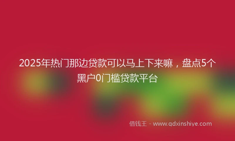 2025年热门那边贷款可以马上下来嘛，盘点5个黑户0门槛贷款平台