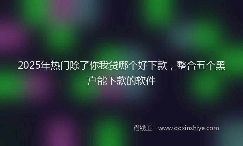 2025年热门除了你我贷哪个好下款，整合五个黑户能下款的软件