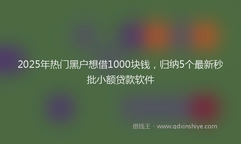 2025年热门黑户想借1000块钱，归纳5个最新秒批小额贷款软件