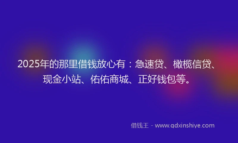 2025年的那里借钱放心有：急速贷、橄榄信贷、现金小站、佑佑商城、正好钱包等。