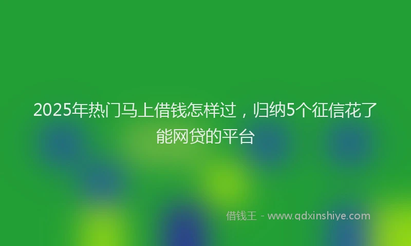 2025年热门马上借钱怎样过,归纳5个征信花了能网贷的平台