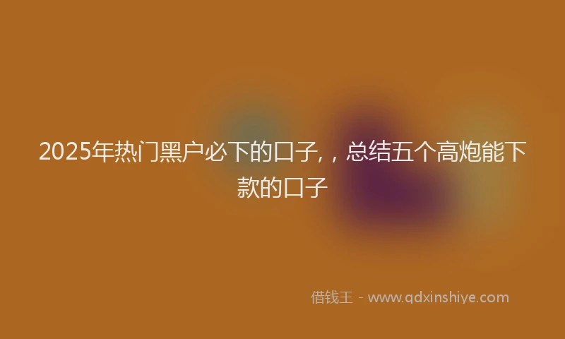 2025年热门黑户必下的口子,，总结五个高炮能下款的口子