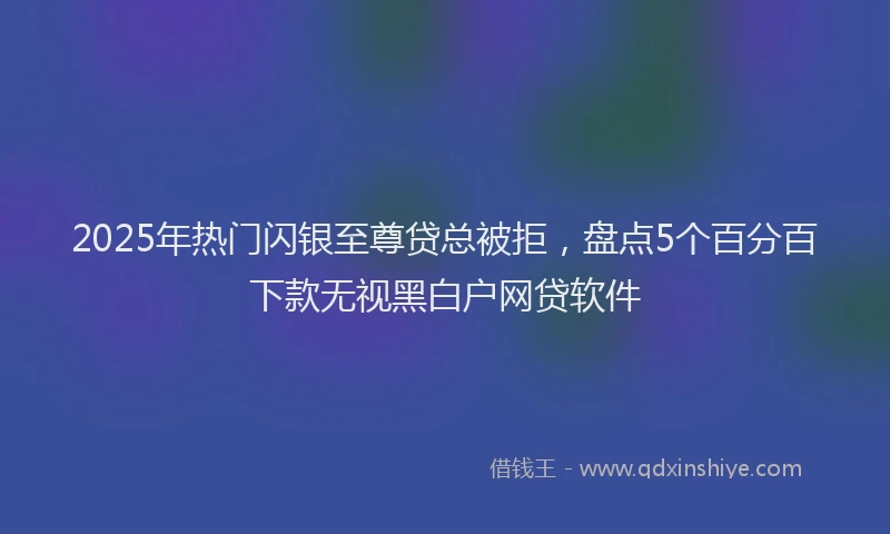 2025年热门闪银至尊贷总被拒,盘点5个百分百下款无视黑白户网贷软件