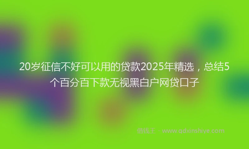 20岁征信不好可以用的贷款2025年精选，总结5个百分百下款无视黑白户网贷口子
