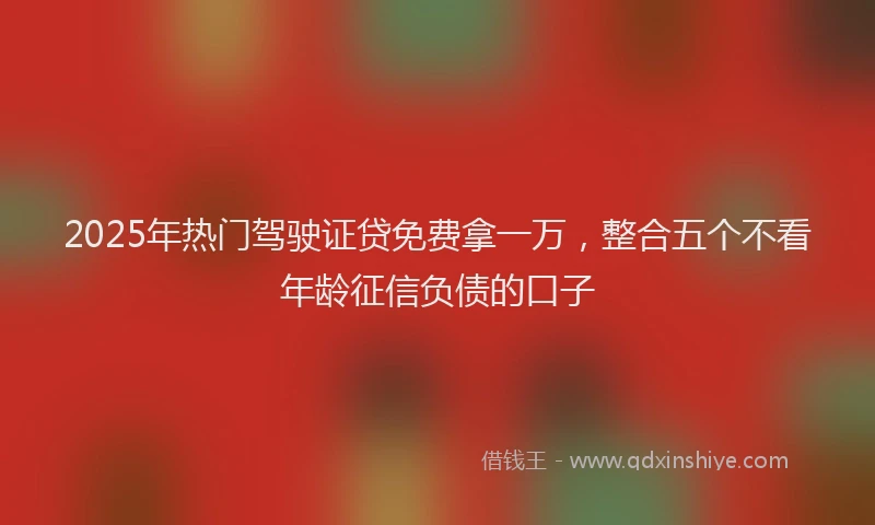 2025年热门驾驶证贷免费拿一万，整合五个不看年龄征信负债的口子