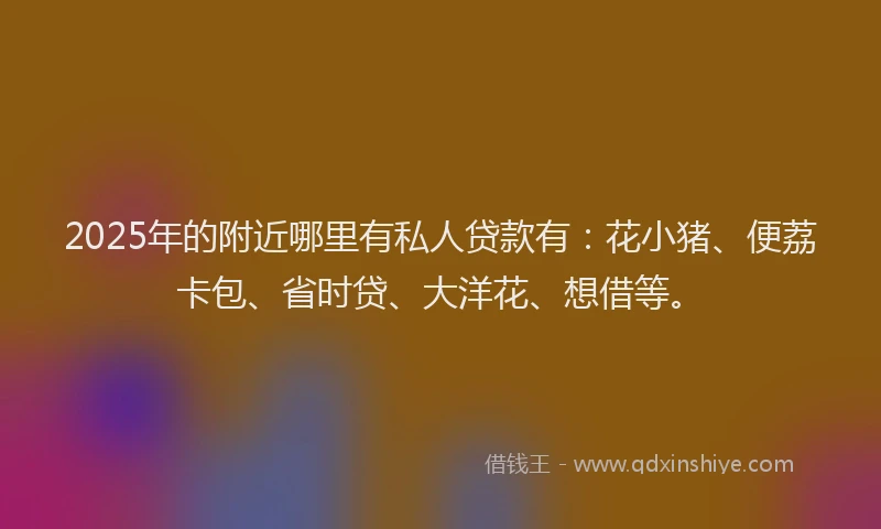 2025年的附近哪里有私人贷款有:花小猪、便荔卡包、省时贷、大洋花、想借等。