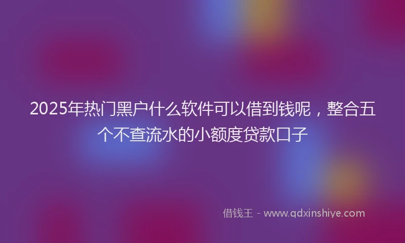 2025年热门黑户什么软件可以借到钱呢，整合五个不查流水的小额度贷款口子