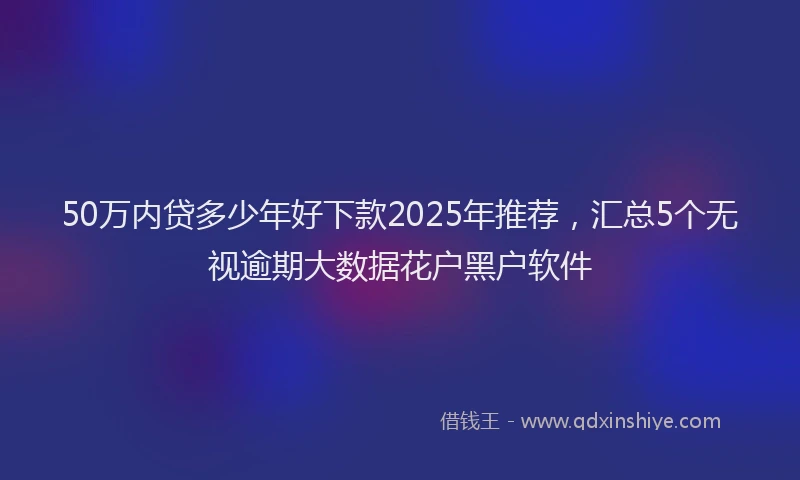 50万内贷多少年好下款2025年推荐，汇总5个无视逾期大数据花户黑户软件