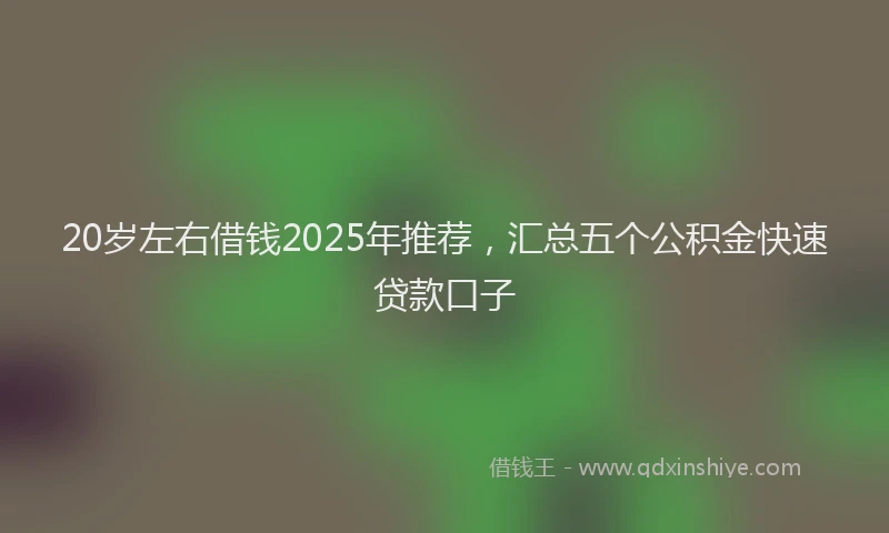 20岁左右借钱2025年推荐，汇总五个公积金快速贷款口子