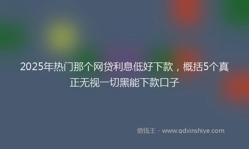2025年热门那个网贷利息低好下款，概括5个真正无视一切黑能下款口子