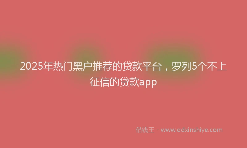 2025年热门黑户推荐的贷款平台，罗列5个不上征信的贷款app