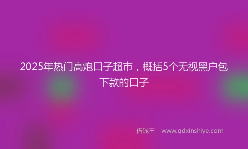 2025年热门高炮口子超市，概括5个无视黑户包下款的口子