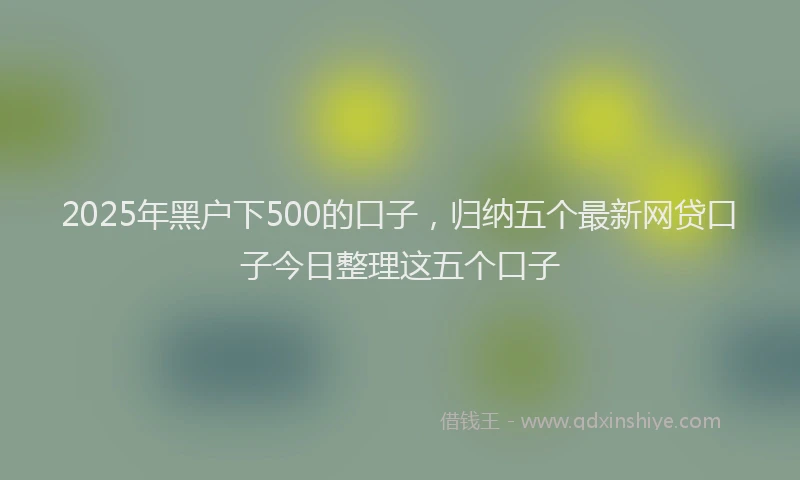 2025年黑户下500的口子，归纳五个最新网贷口子今日整理这五个口子