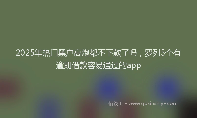 2025年热门黑户高炮都不下款了吗，罗列5个有逾期借款容易通过的app
