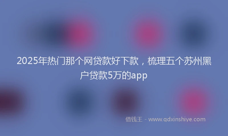 2025年热门那个网贷款好下款，梳理五个苏州黑户贷款5万的app