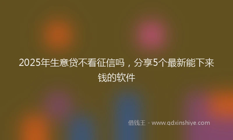 2025年生意贷不看征信吗，分享5个最新能下来钱的软件