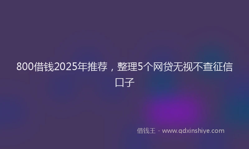 800借钱2025年推荐，整理5个网贷无视不查征信口子