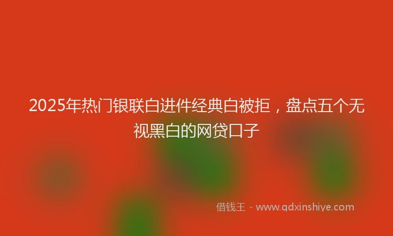 2025年热门银联白进件经典白被拒，盘点五个无视黑白的网贷口子