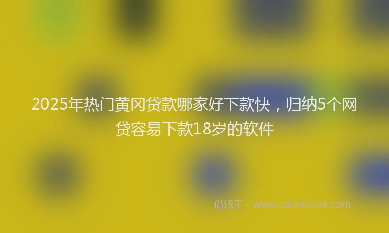 2025年热门黄冈贷款哪家好下款快，归纳5个网贷容易下款18岁的软件