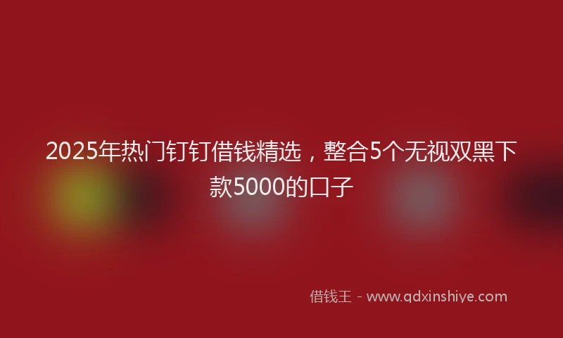 2025年热门钉钉借钱精选，整合5个无视双黑下款5000的口子