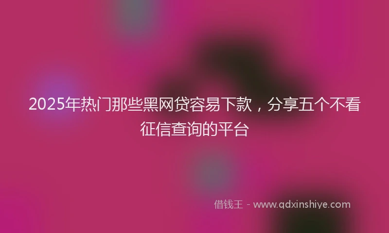 2025年热门那些黑网贷容易下款，分享五个不看征信查询的平台