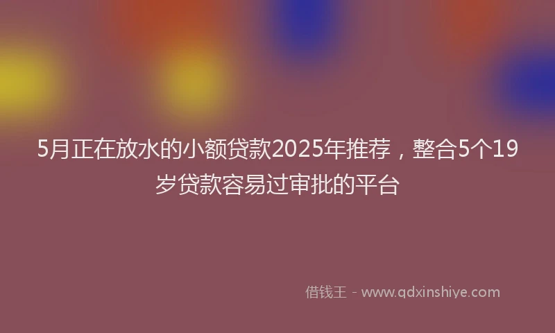 5月正在放水的小额贷款2025年推荐，整合5个19岁贷款容易过审批的平台