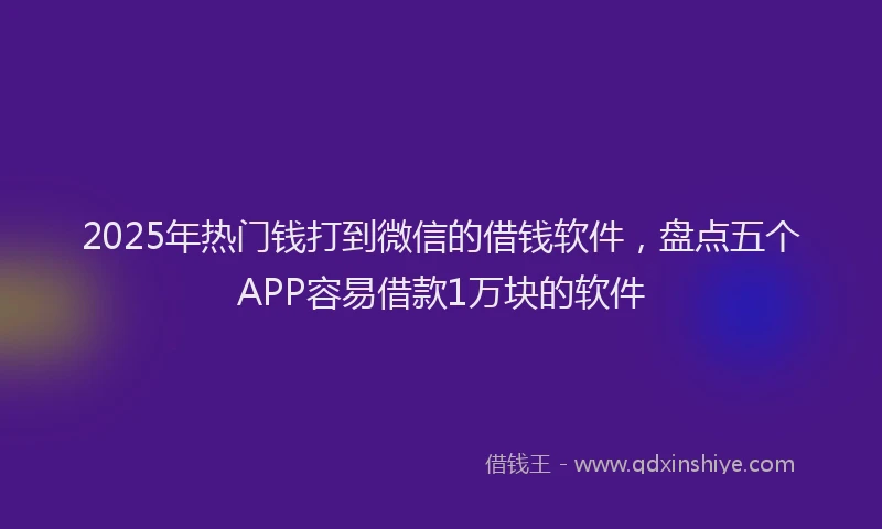 2025年热门钱打到微信的借钱软件，盘点五个APP容易借款1万块的软件