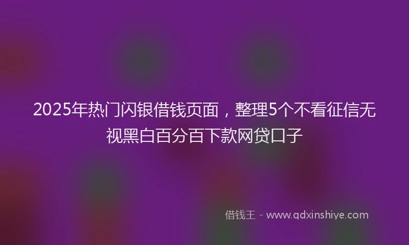 2025年热门闪银借钱页面,整理5个不看征信无视黑白百分百下款网贷口子