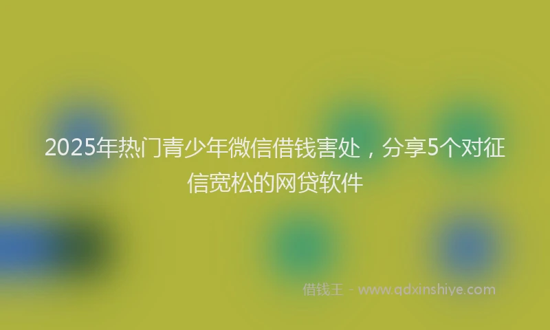 2025年热门青少年微信借钱害处，分享5个对征信宽松的网贷软件