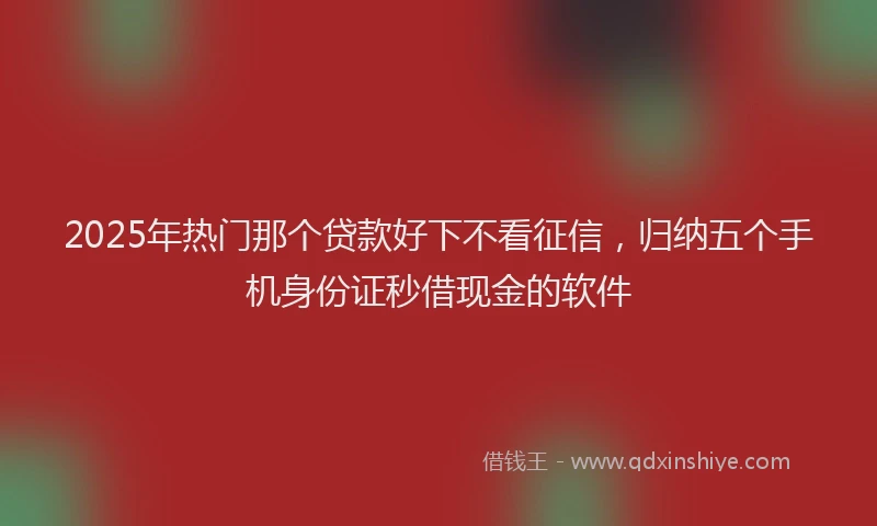 2025年热门那个贷款好下不看征信，归纳五个手机身份证秒借现金的软件